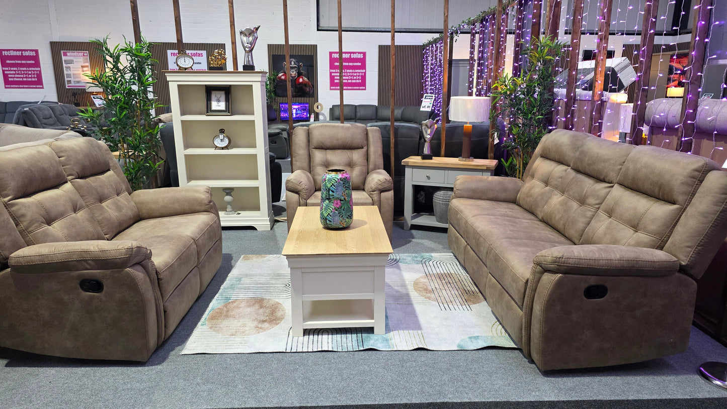 Hayden Recliner Sofas - Sandstone Fabric