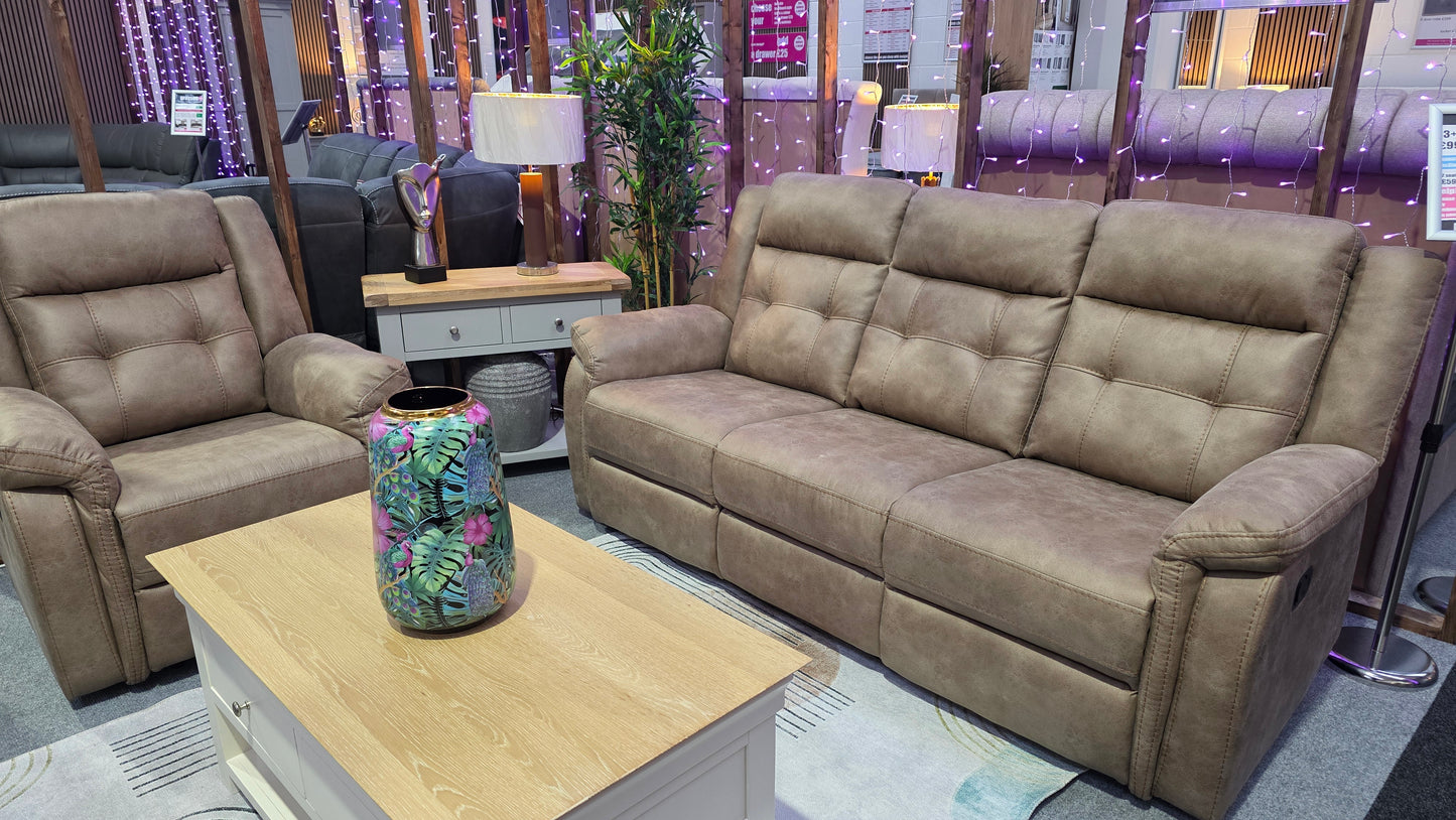 Hayden Recliner Sofas - Sandstone Fabric