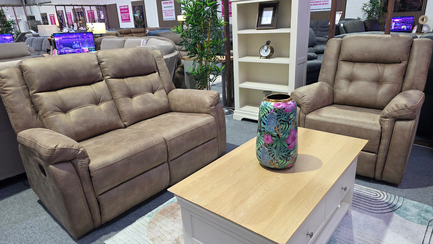 Hayden Recliner Sofas - Sandstone Fabric