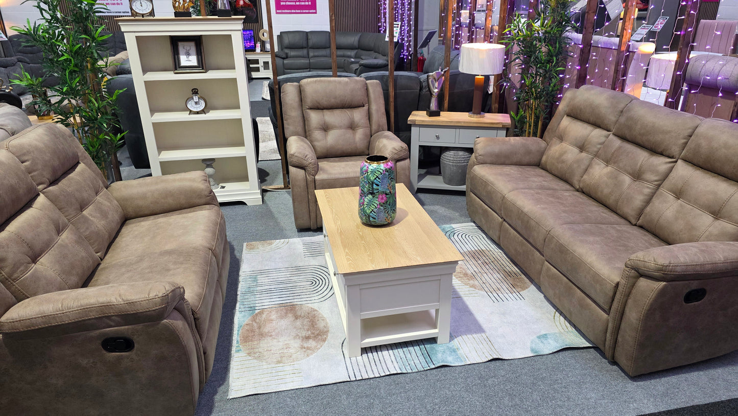 Hayden Recliner Sofas - Sandstone Fabric