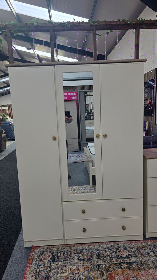 Millwood Solid Three Door 2 Drawers Wardrobe - Choose Your Colours