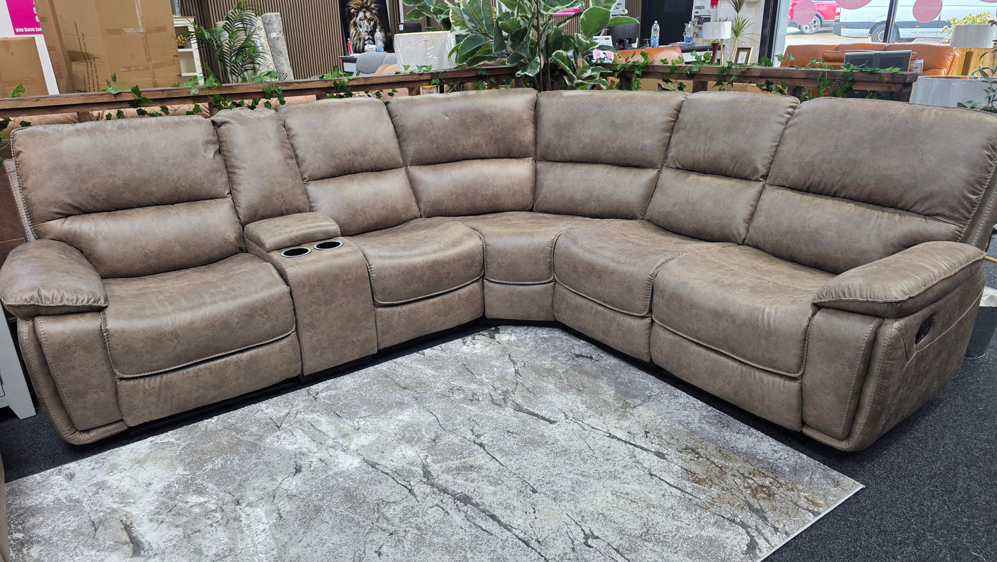 Estelle Sandstone Fabric Recliner Corner Sofas