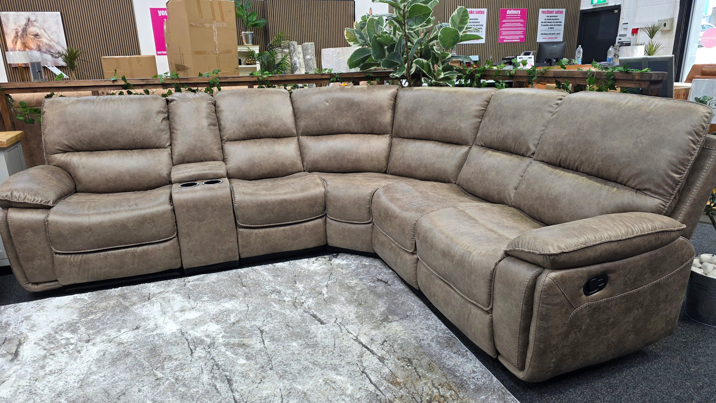 Estelle Sandstone Fabric Recliner Corner Sofas