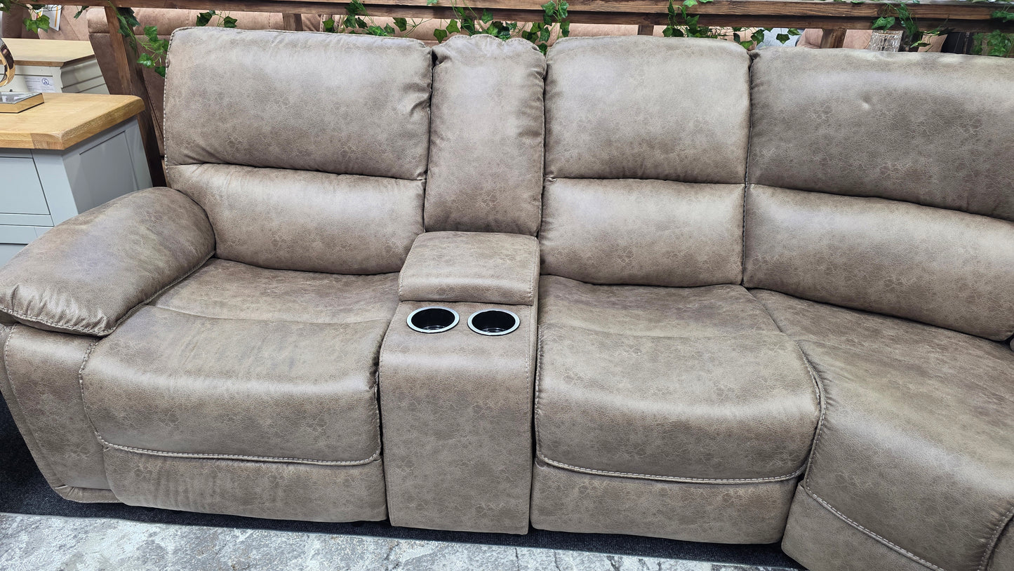 Estelle Sandstone Fabric Recliner Corner Sofas