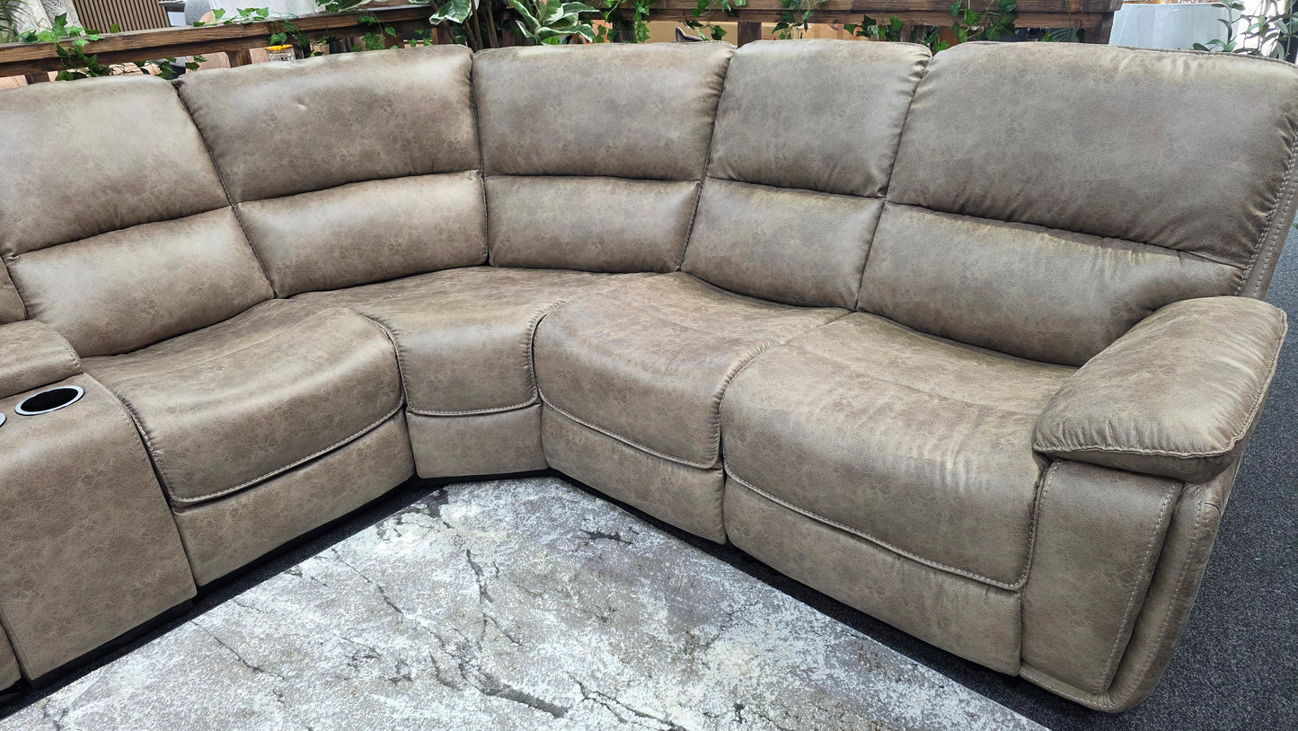 Estelle Sandstone Fabric Recliner Corner Sofas