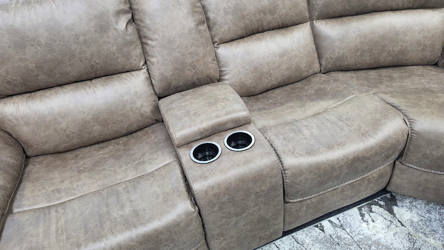 Estelle Sandstone Fabric Recliner Corner Sofas