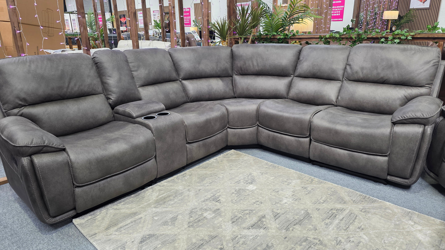 Estelle Grey Fabric Recliner Corner Sofas