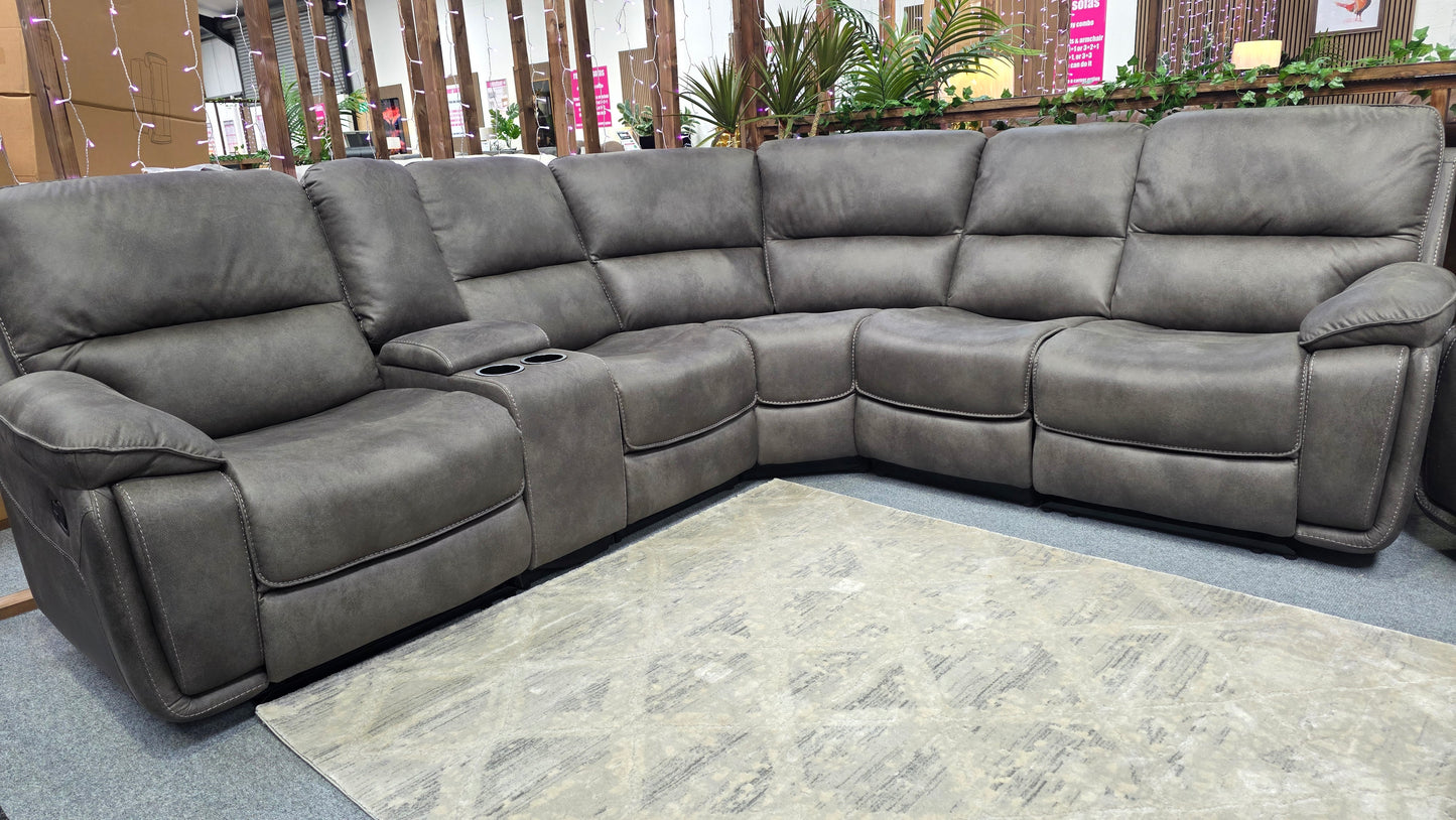 Estelle Grey Fabric Recliner Corner Sofas