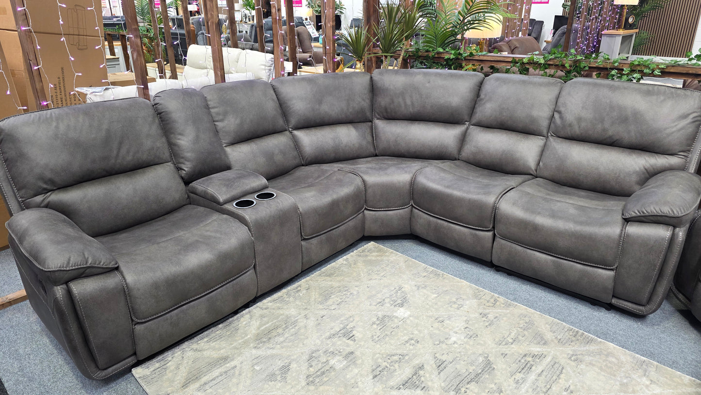 Estelle Grey Fabric Recliner Corner Sofas