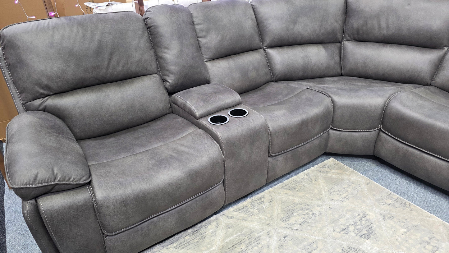 Estelle Grey Fabric Recliner Corner Sofas