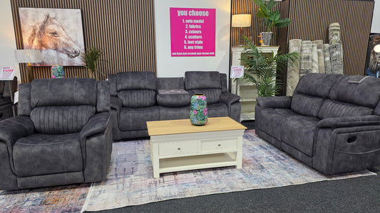 Platina Recliner Sofas Dark Grey Fabric