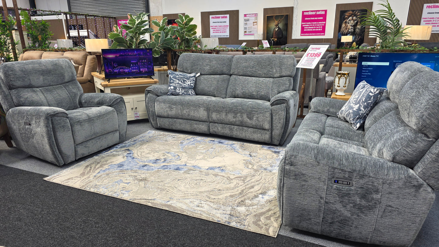 Fairfield Power Recliner Sofas - Grey Fabric