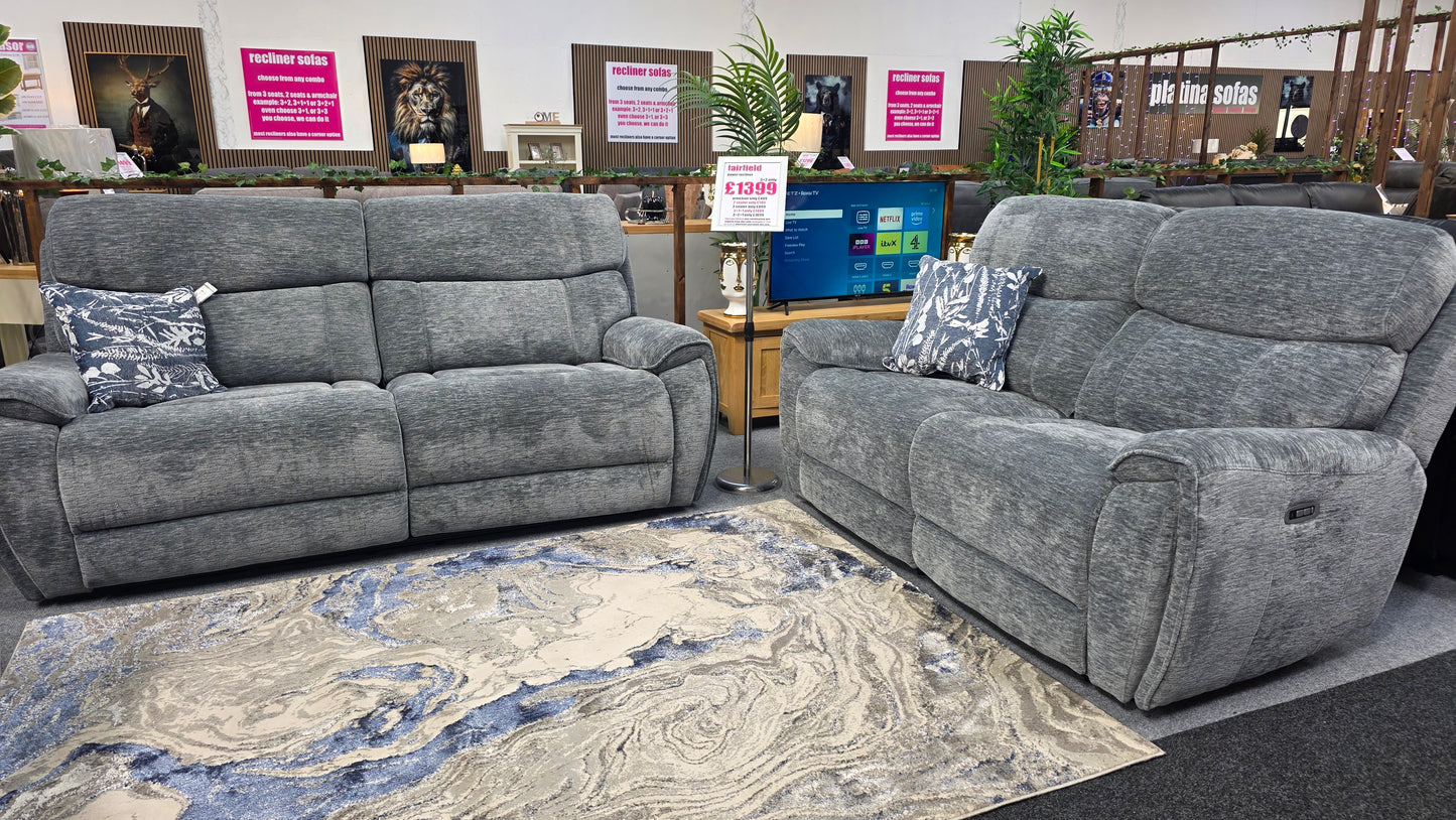 Fairfield Power Recliner Sofas - Grey Fabric