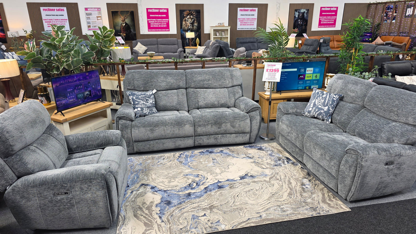 Fairfield Power Recliner Sofas - Grey Fabric