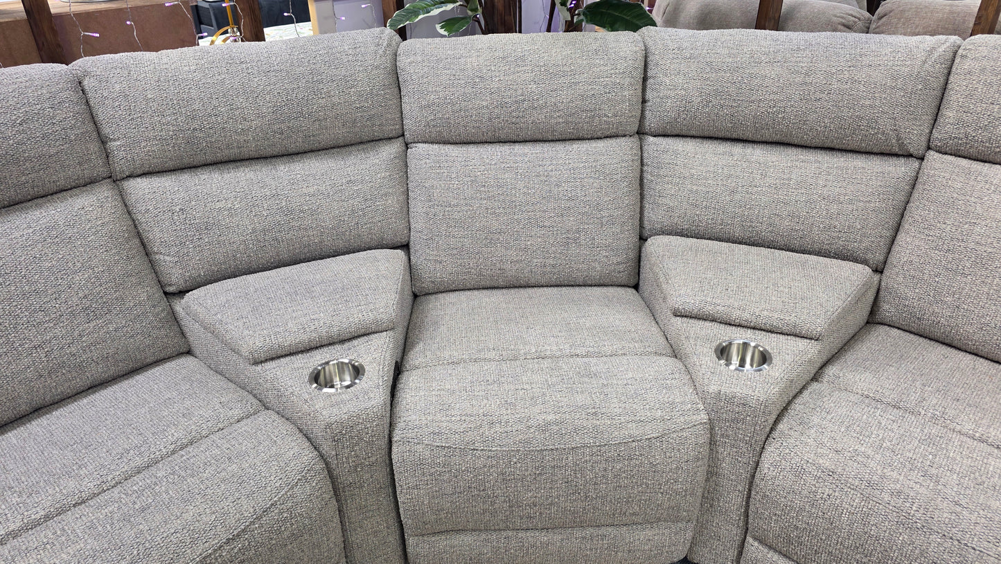 Athena Power 3 Seat Recliner Corner Sofas - Light Grey Fabric