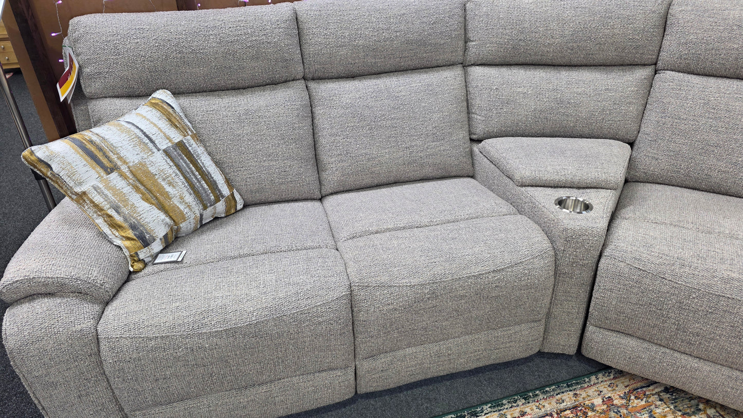 Athena Power 3 Seat Recliner Corner Sofas - Light Grey Fabric