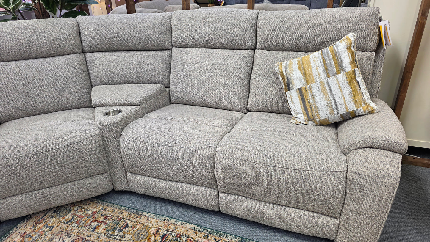 Athena Power 3 Seat Recliner Corner Sofas - Light Grey Fabric