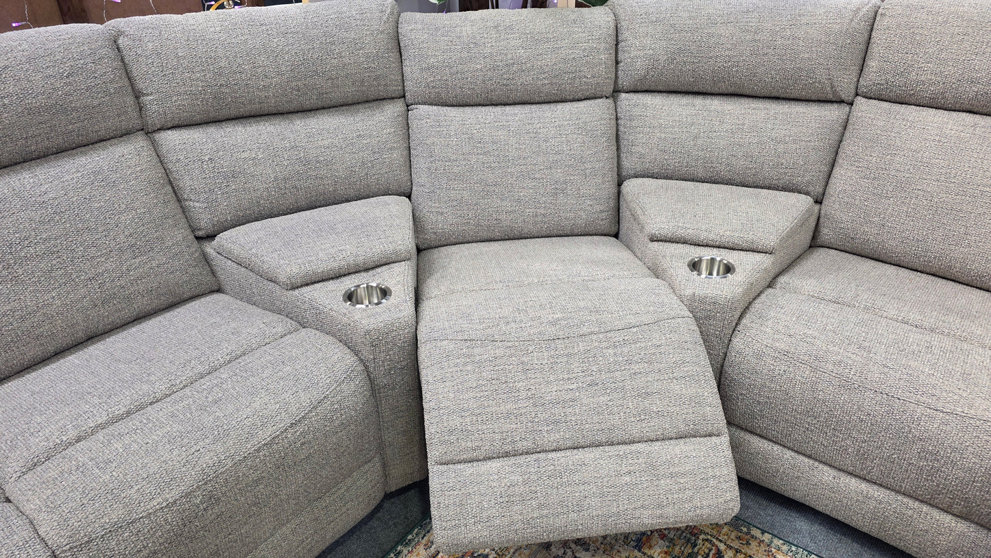 Athena Power 3 Seat Recliner Corner Sofas - Light Grey Fabric