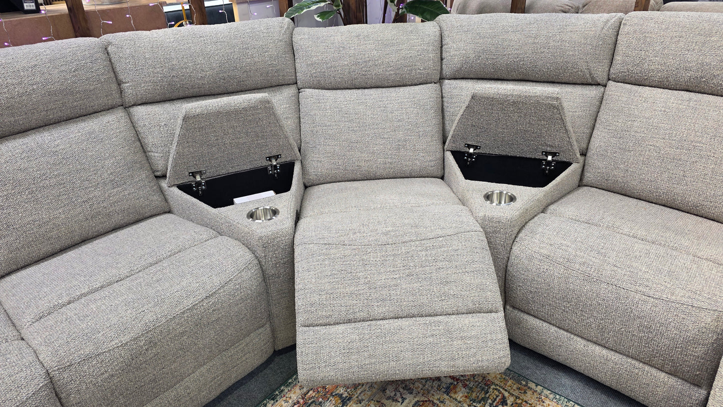 Athena Power 3 Seat Recliner Corner Sofas - Light Grey Fabric