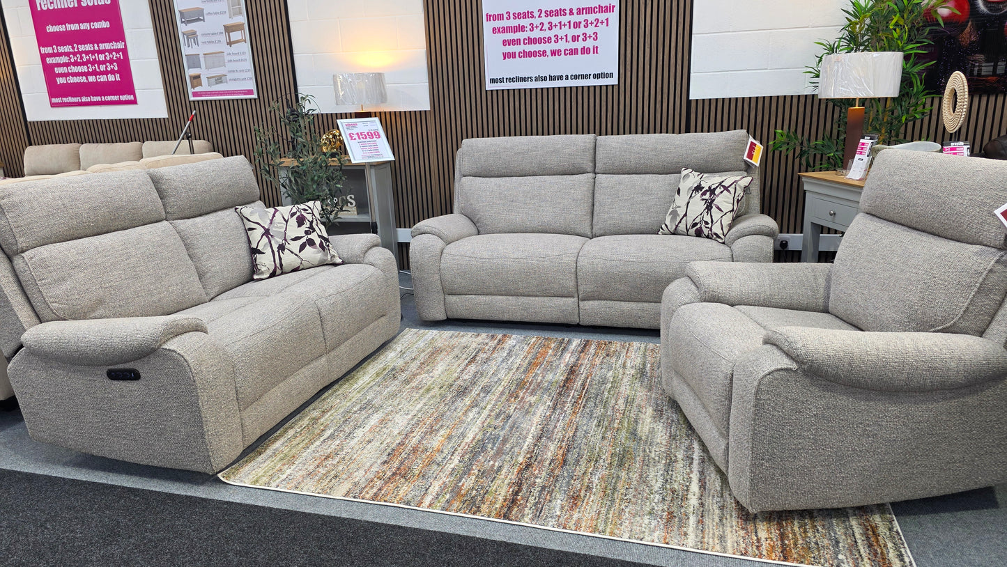 Athena Power Recliner Sofas - Light Grey Fabric