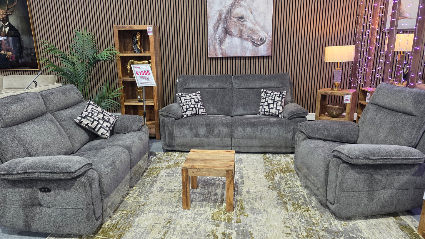 Newton Power Recliner Sofas - Charcoal Fabric