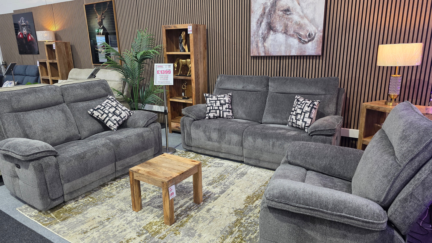 Newton Power Recliner Sofas - Charcoal Fabric