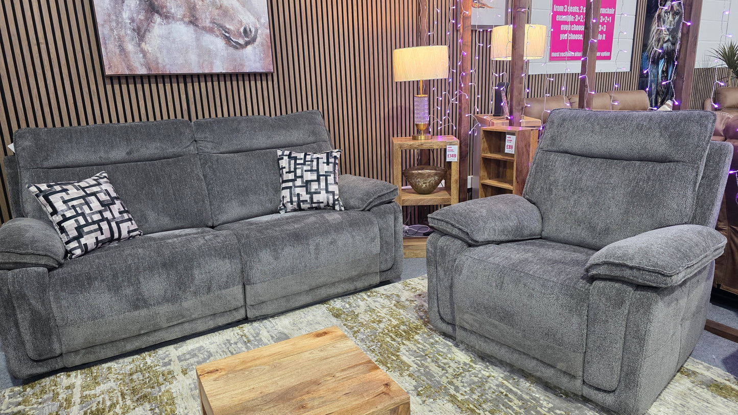 Newton Power Recliner Sofas - Charcoal Fabric