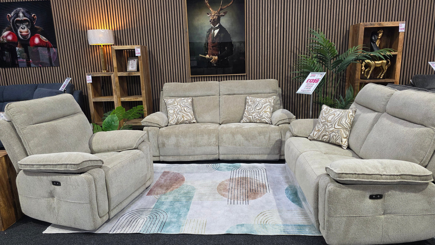 Newton Power Recliner Sofas - Camel Fabric