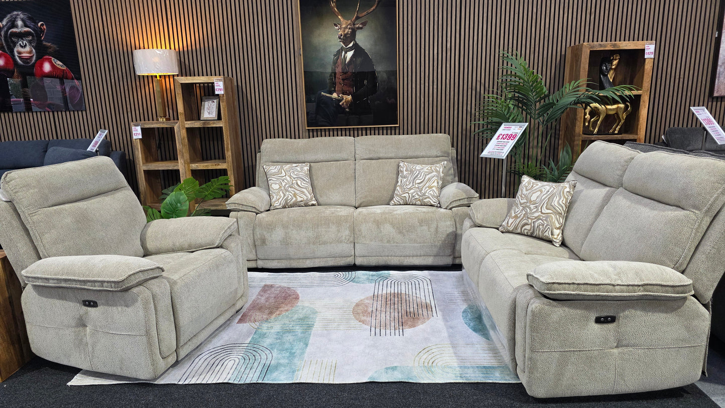 Newton Power Recliner Sofas - Camel Fabric