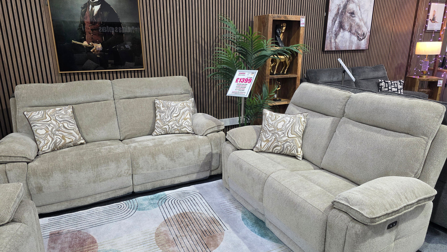 Newton Power Recliner Sofas - Camel Fabric