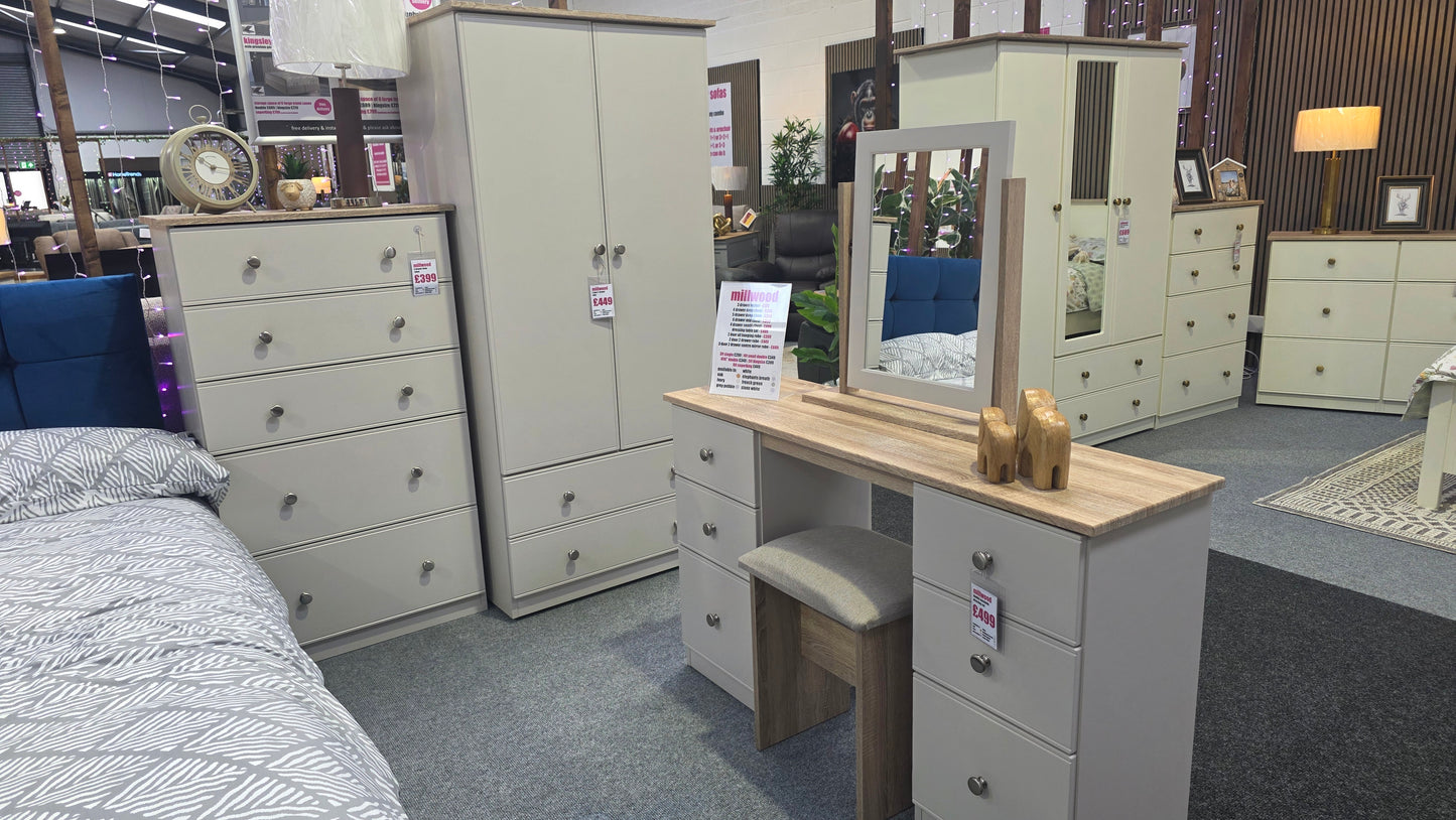 Millwood Two Door with 2 Drawers Wardrobe - Choose Your Colours