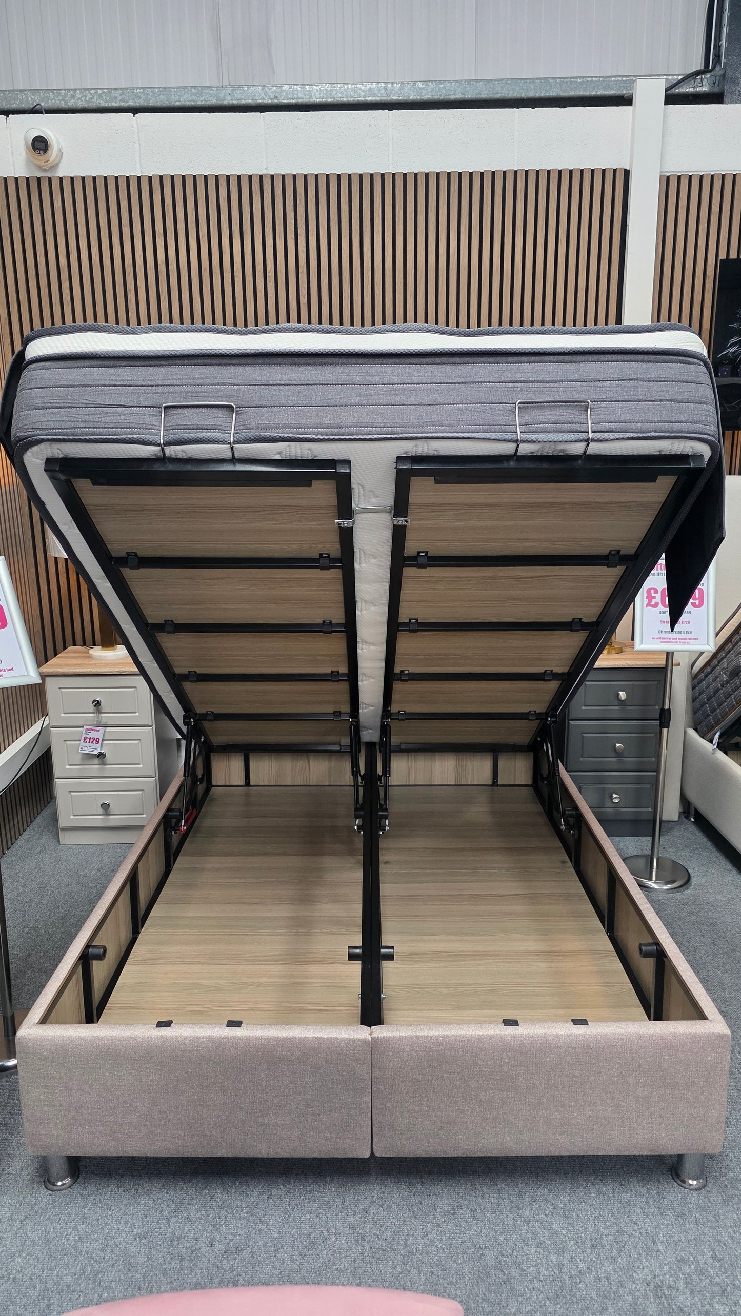 Kingsley Lotus Linen Gas Lift Storage Beds