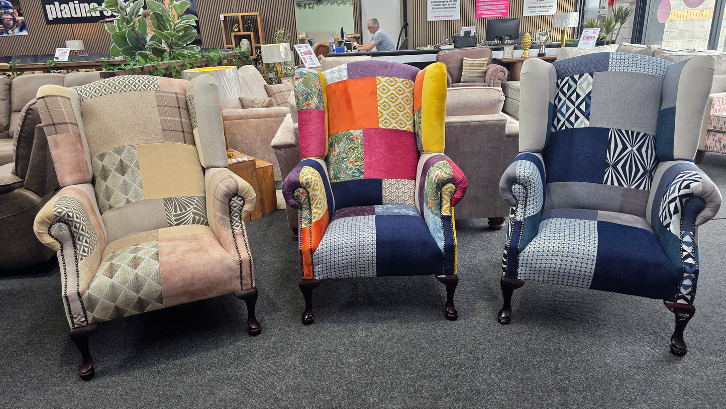 Monaghan Patchwork Fireside Chairs - Handmade Locally