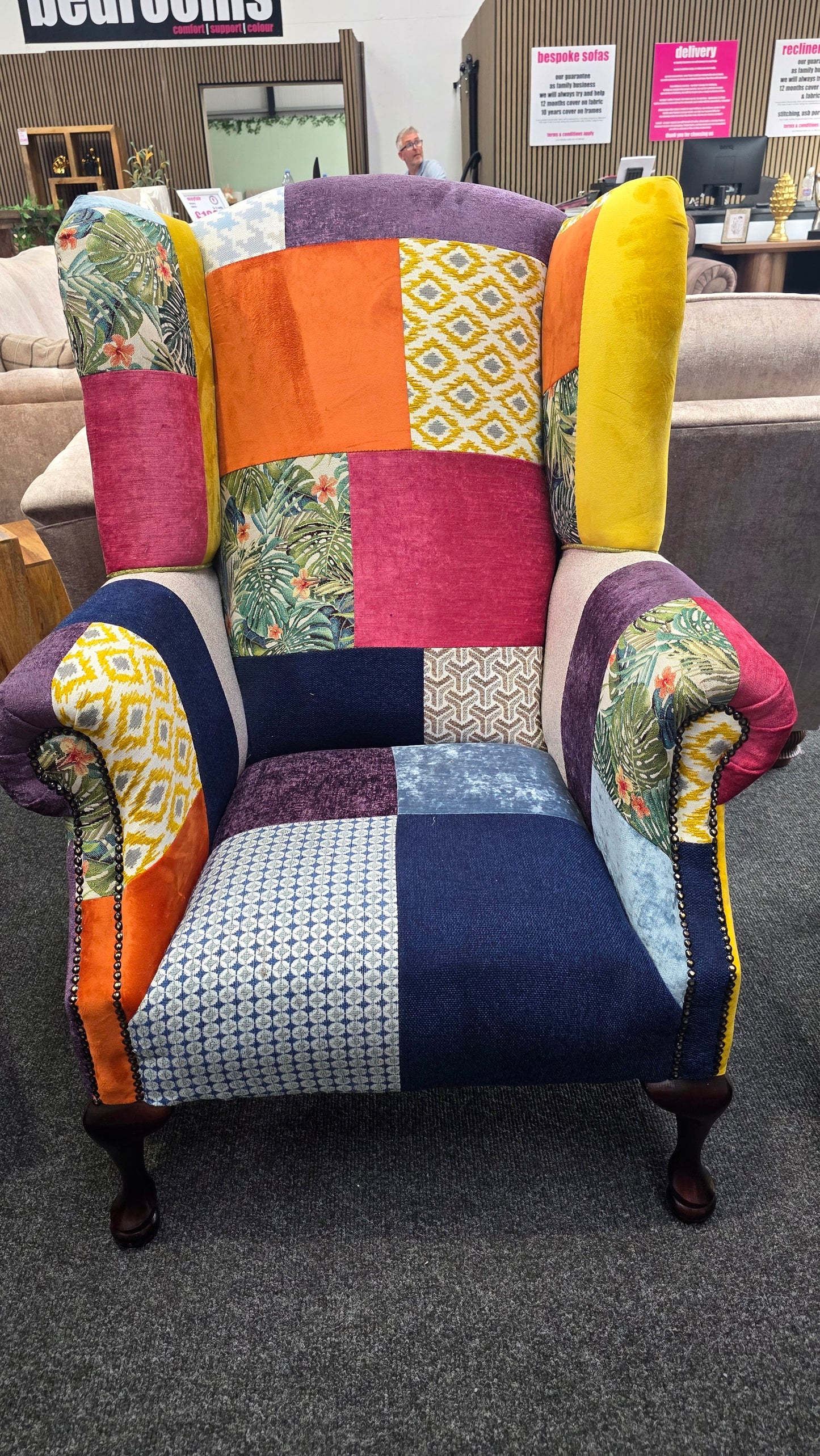 Monaghan Patchwork Fireside Chairs - Handmade Locally