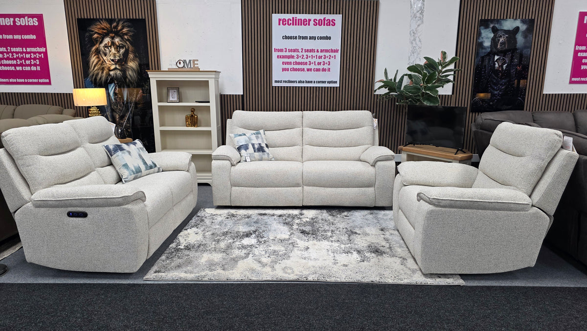 Girona Power Reclining Sofas - Cream Fabric