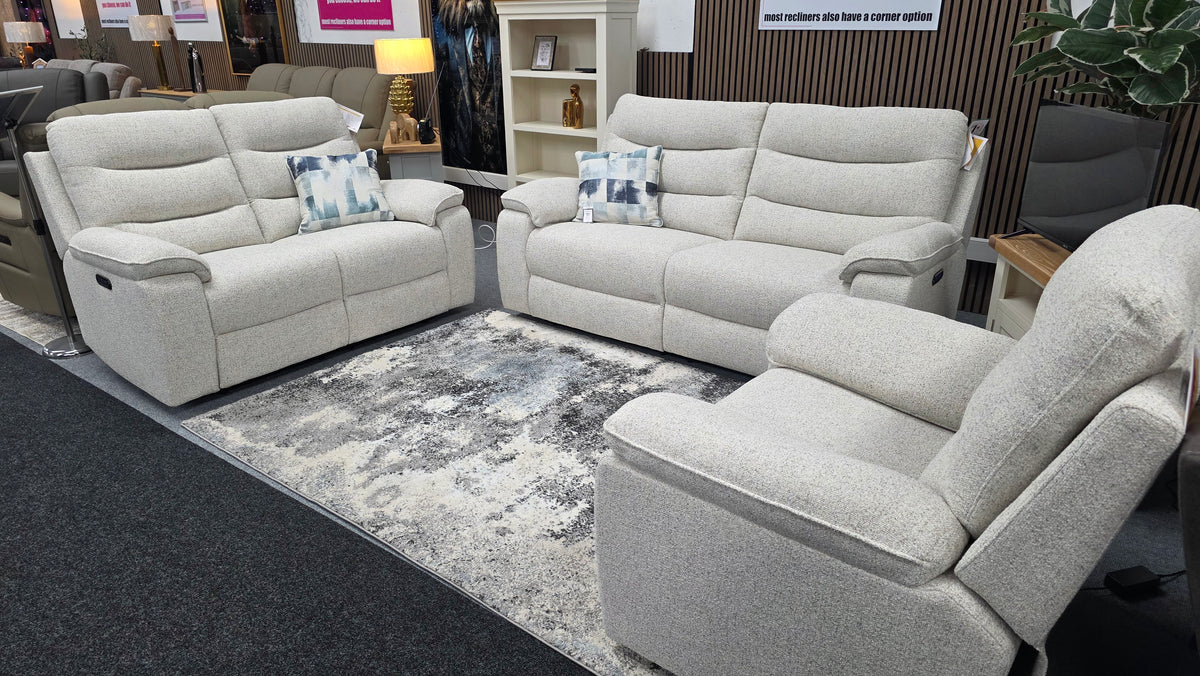 Girona Power Reclining Sofas - Cream Fabric
