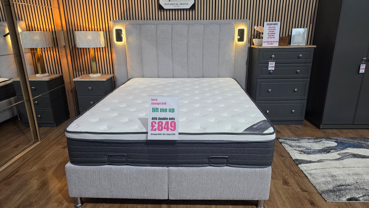Ferro Pearl Grey Gas Lift Storage Beds