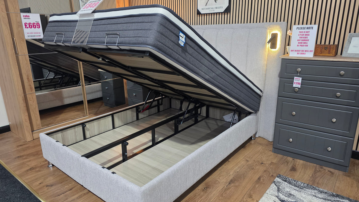 Ferro Pearl Grey Gas Lift Storage Beds