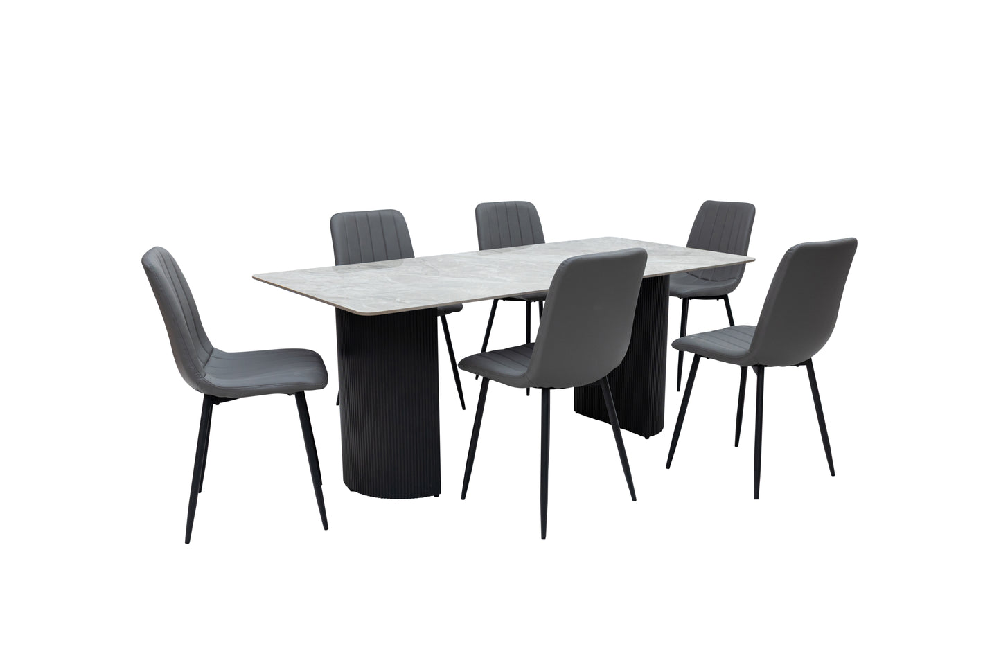 Florence Italy Grey Stone 1.8m Dining Table Set + Harper Dining Chairs