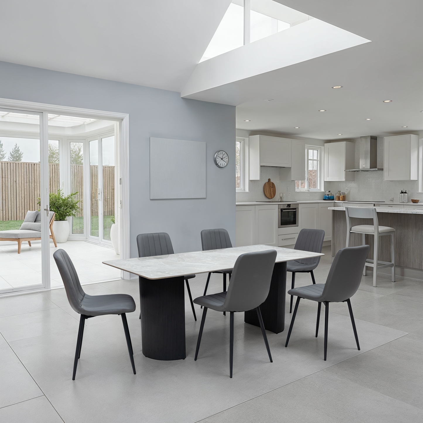 Florence Italy Grey Stone 1.8m Dining Table Set + Harper Dining Chairs