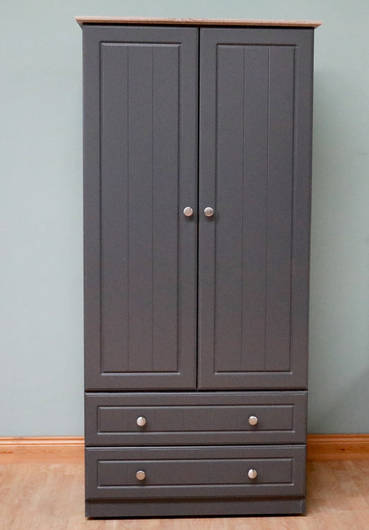 Millwood Solid Two Door with 2 Drawers Wardrobe - Choose Your Colours