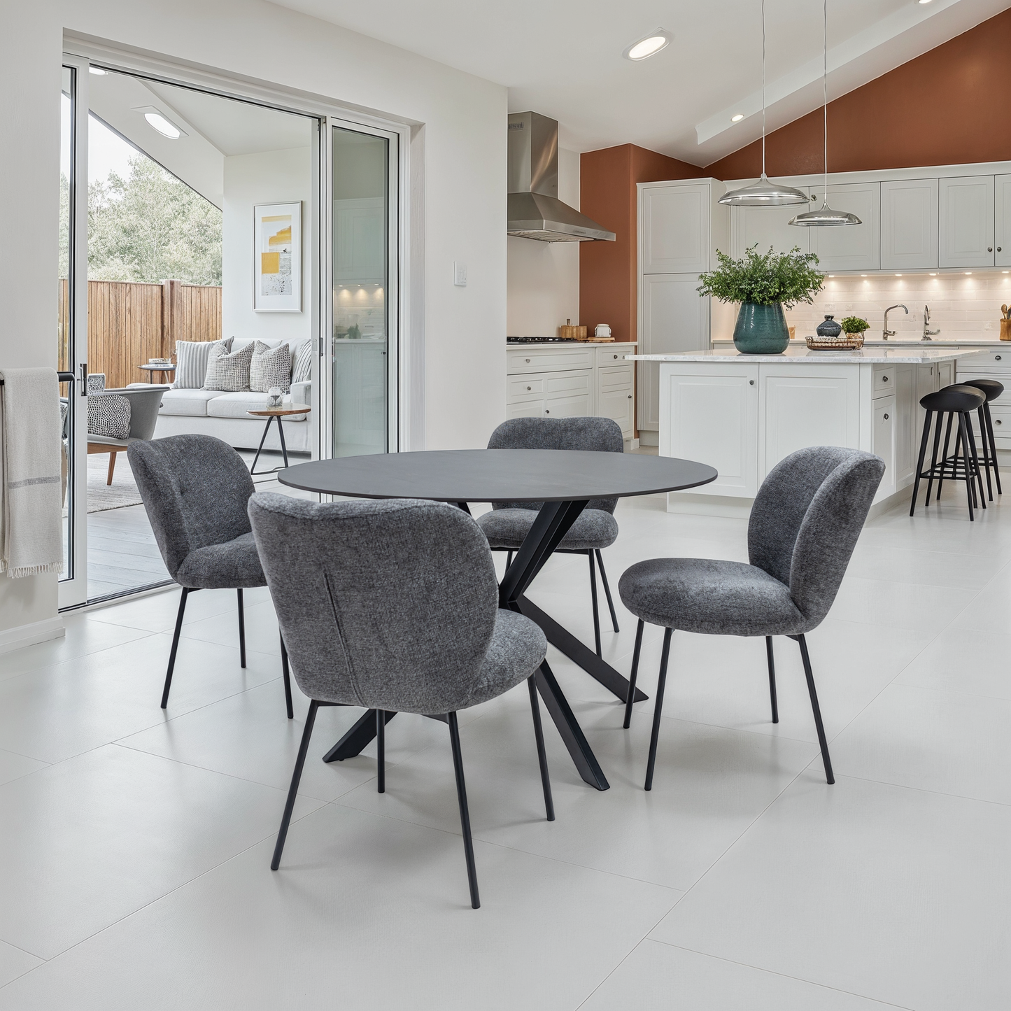 Bondi 1.2m Australian Grey Round Dining Table
