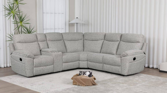 Dunluce Recliner Corner Sofas - Light Grey Fabric