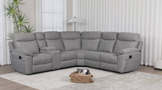 Dunluce Recliner Corner Sofas - Dark Grey Fabric