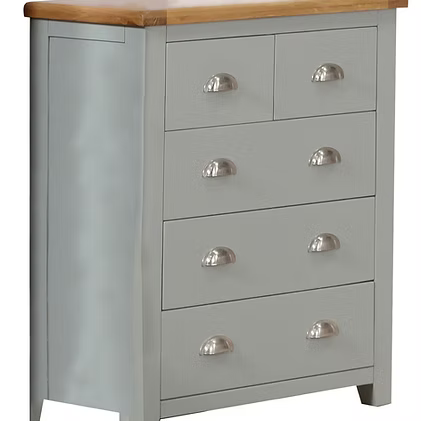 Capri Light Grey & Oak 4 Drawer Chest