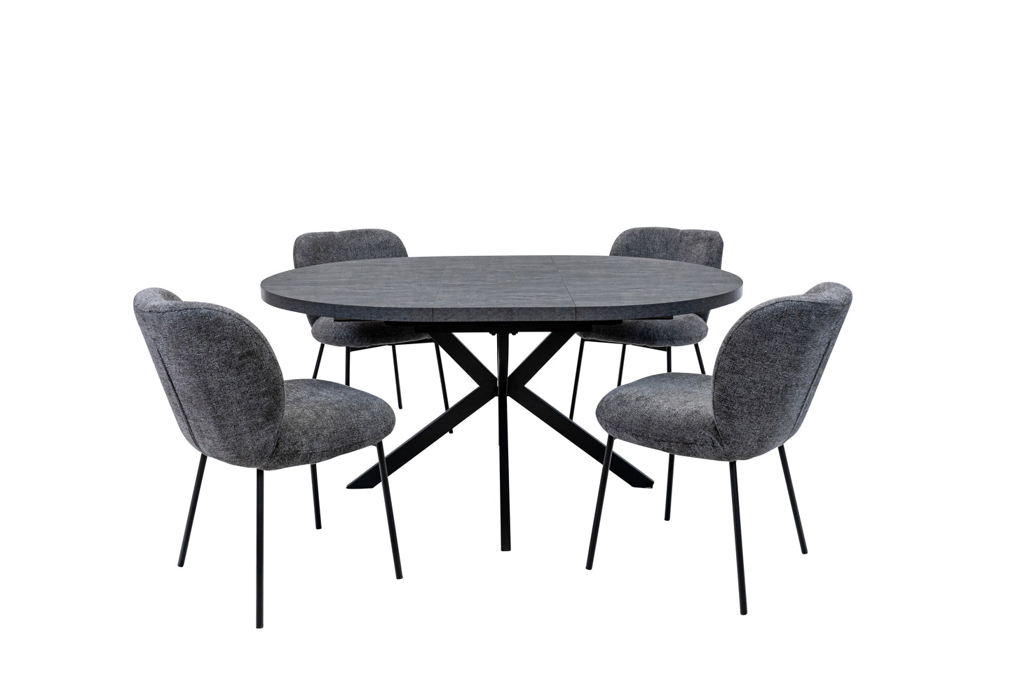 Nero 1.2m Extending (+40cm) Charcoal Round Dining Table