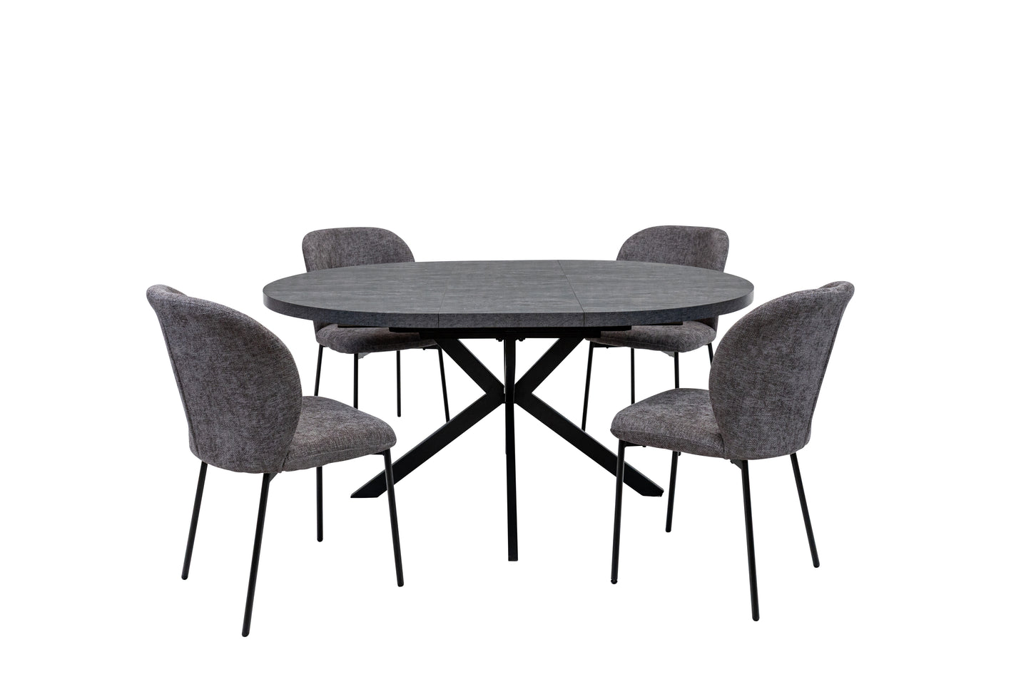 Nero 1.2m Extending (+40cm) Charcoal Round Dining Table