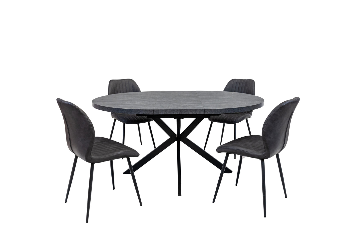 Nero 1.2m Extending (+40cm) Charcoal Round Dining Table