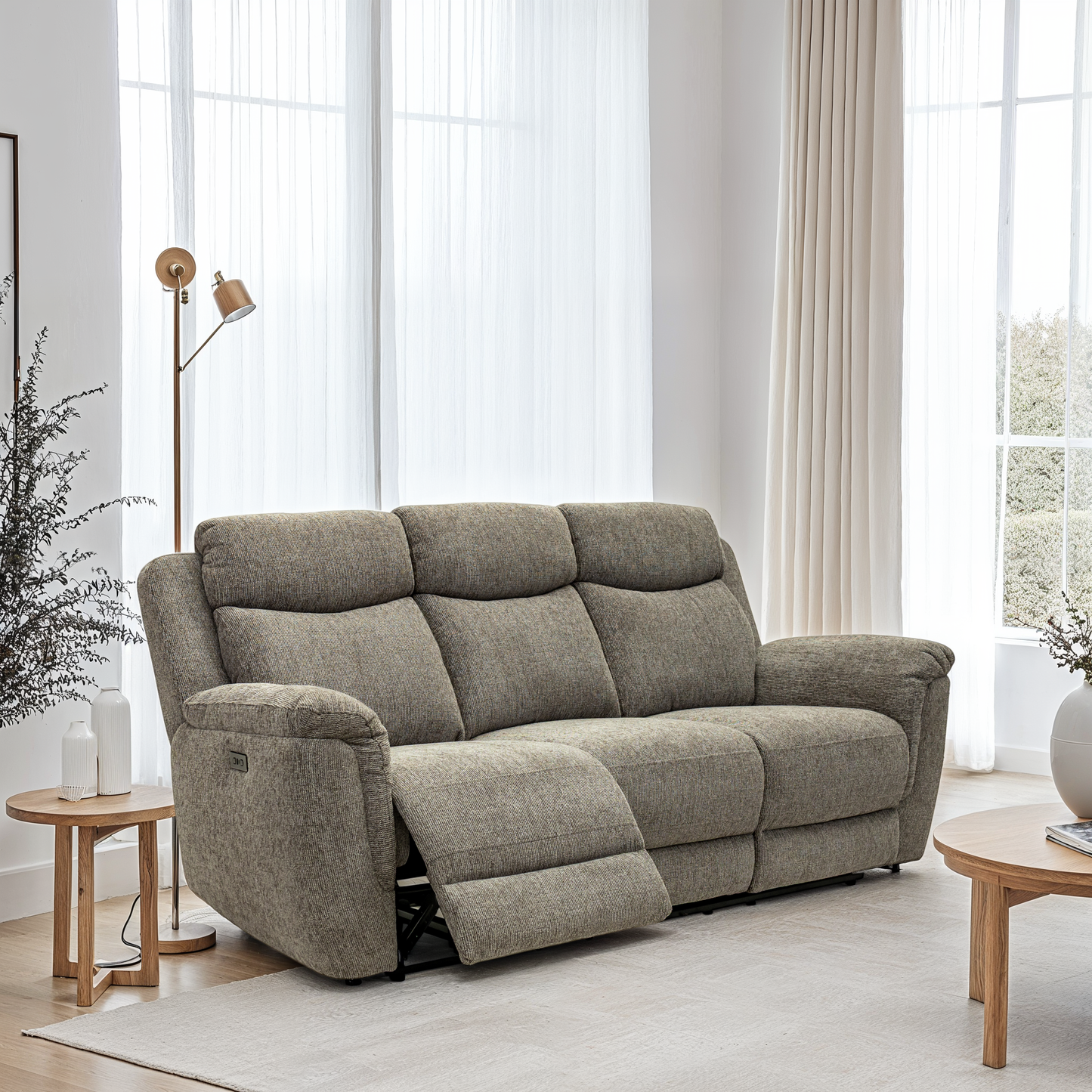 Finley Pebble Fabric Recliner Sofas