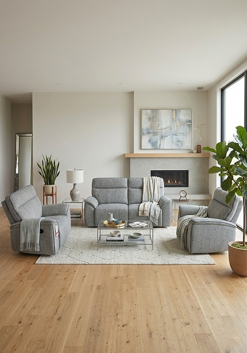 Astrid Recliner Sofas - Light Grey Fabric